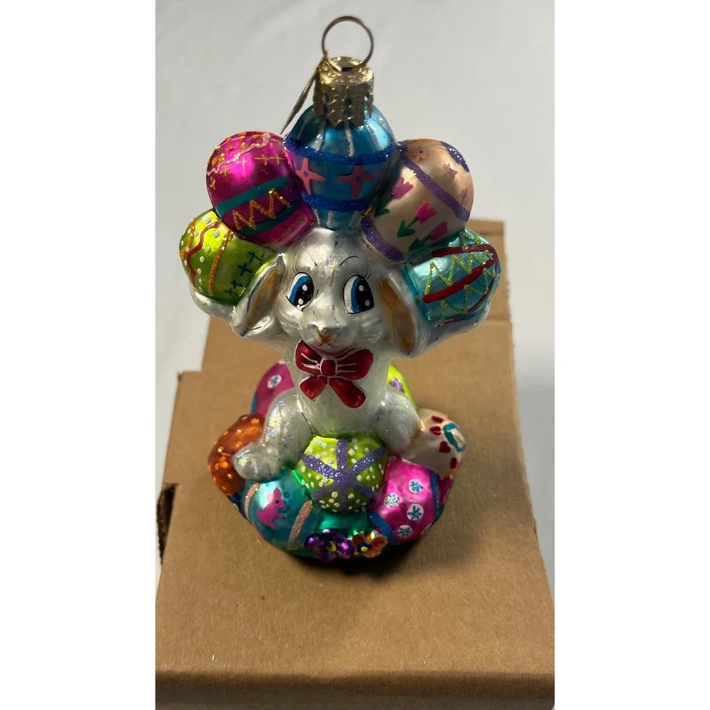 Christopher Radko An Even Dozen Jr Easter Bunny Glass Ornament QVC Exclusive